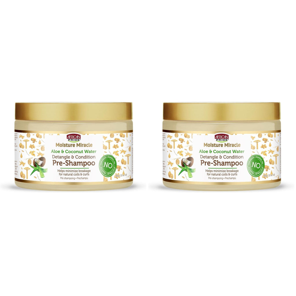 African Pride Moisture Miracle Pre-Shampoo Hair Detangler, 18 Oz | Aloe & coconut water pre-poo softens and detangles curls and coils; minimizes breakage on wash day