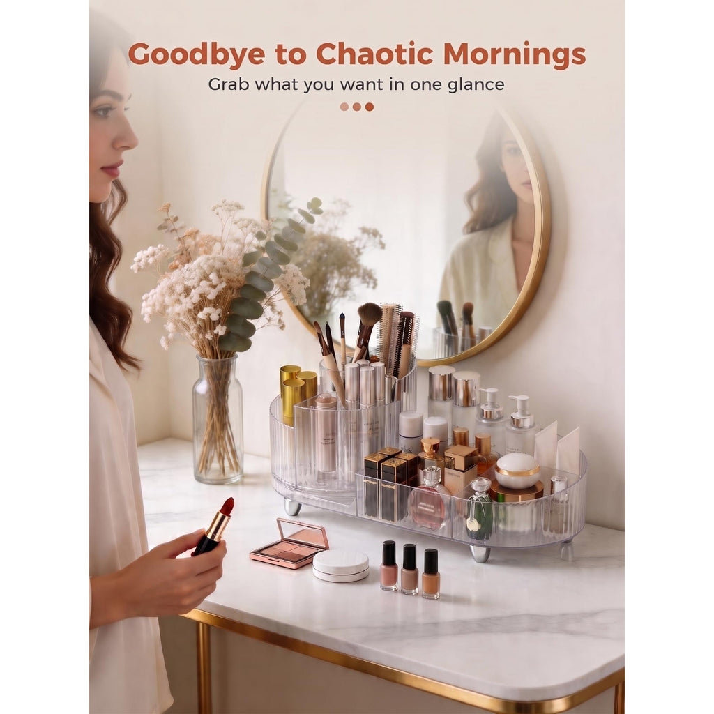 Booklov Rotating Makeup Organizer, ideal for storing cosmetics neatly. Available in India, order online for organized beauty.