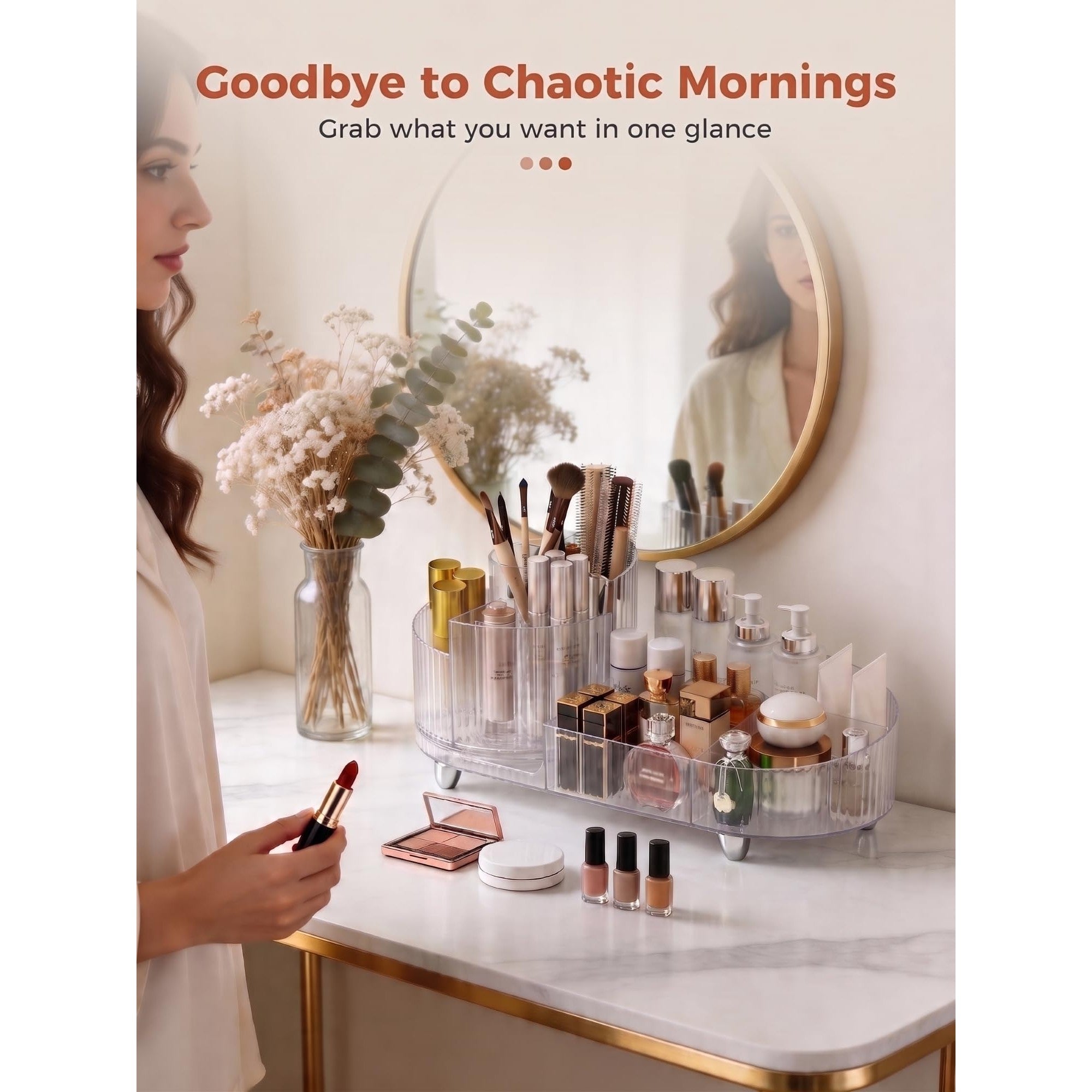 Booklov Rotating Makeup Organizer, ideal for storing cosmetics neatly. Available in India, order online for organized beauty.