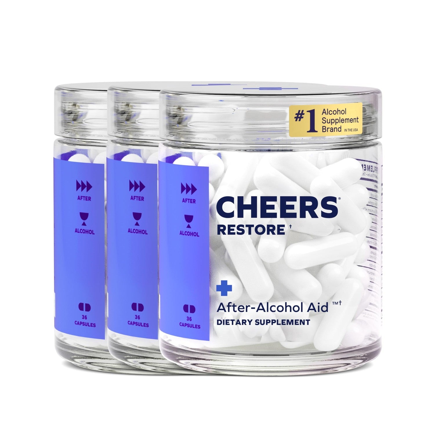 Cheers Restore | Supplement with DHM, L-Cysteine, Milk Thistle | 36 Doses | After Alcohol Aid, Feel Better After Drinking, Support Your Liver, DHM, L-Cysteine, Milk Thistle, Prickly Pear