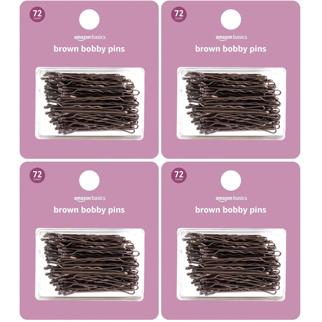 Amazon Basics Bobby Pins in Case Brown 72 Count (Pack of 4)