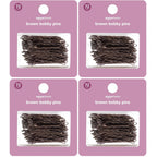 Amazon Basics Bobby Pins in Case Brown 72 Count (Pack of 4)