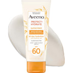 Aveeno Protect + Hydrate Sunscreen Lotion for Body & Face with Prebiotic Oat, SPF 60 Broad Spectrum Sunscreen, Paraben, & Oil Free, Water & Sweat Resistant (80-min) for Sensitive Skin, 12 FI Oz