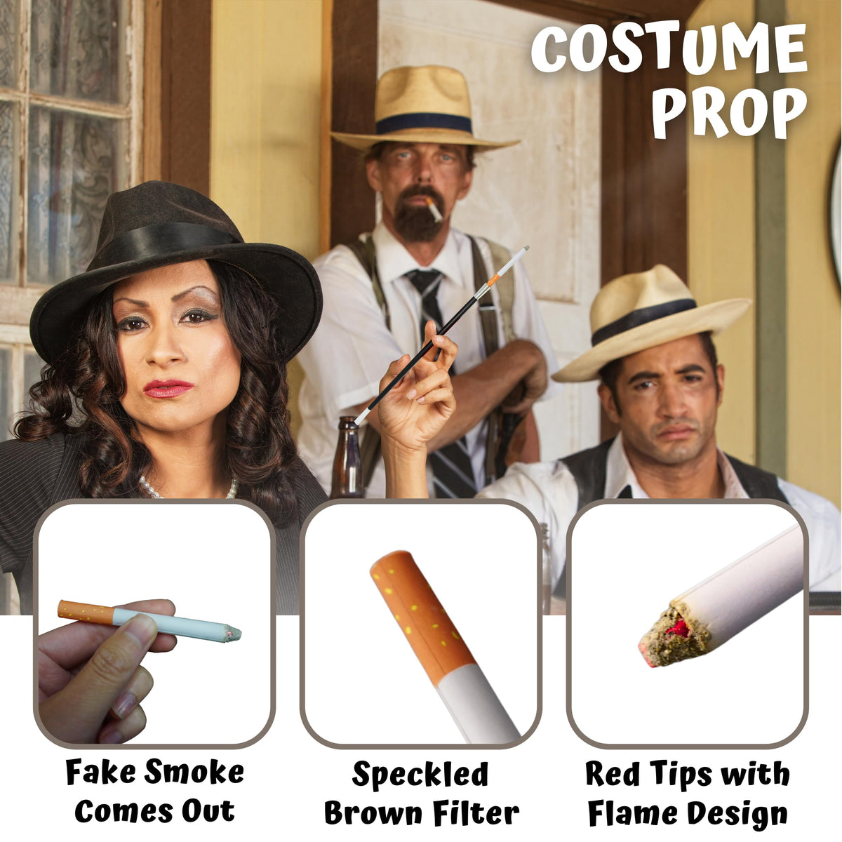 Discover premium imported 4E's Novelty Cigarette Holders, featuring speckled brown filters and red tips. Available at Curat Cart.