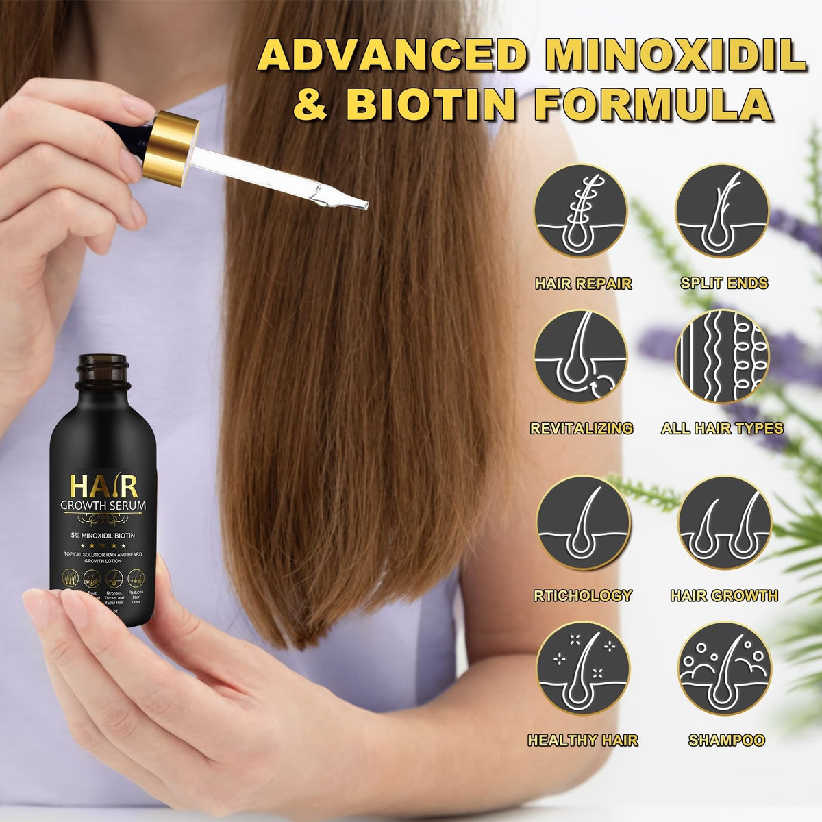 Advanced Minoxidil Hair Growth Serum with biotin, 100% authentic and available in India at Curat Cart for effective hair repair.