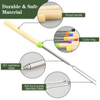 Discover the Marshmallow Roasting Sticks Set, specially curated by Curat Cart, featuring durable stainless steel and wood handles for safe outdoor fun.
