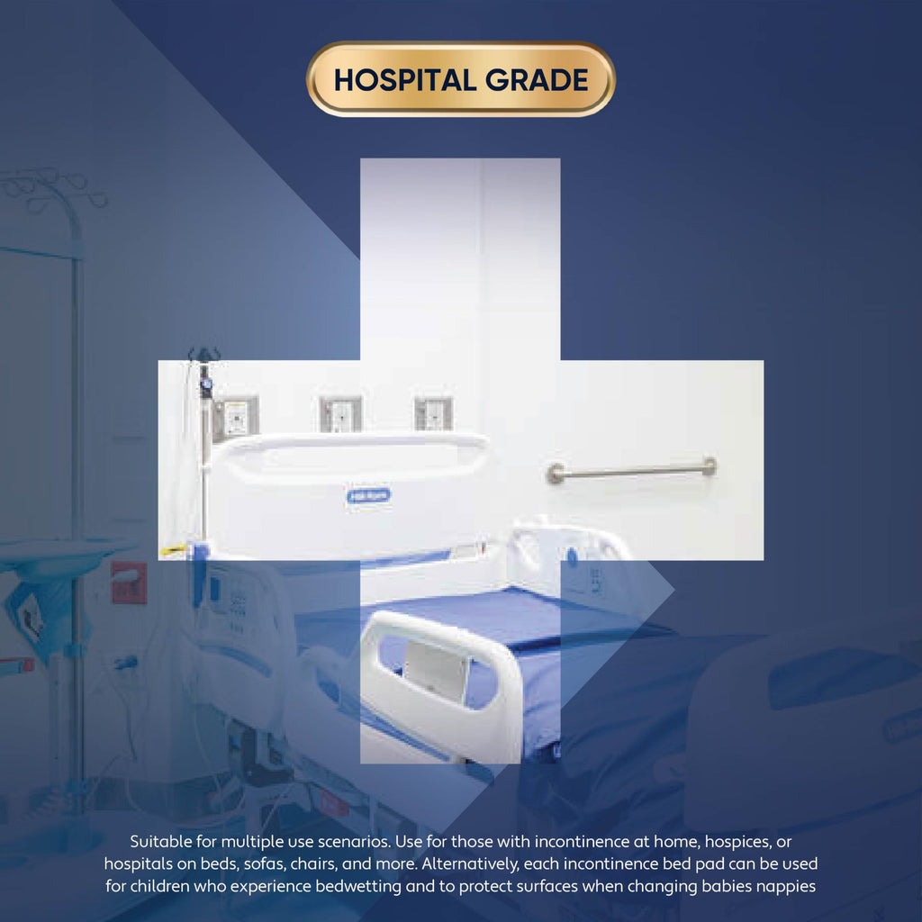 Premium imported disposable bed pads, super absorbent and hospital-grade, ideal for various settings. Available at Curat Cart.