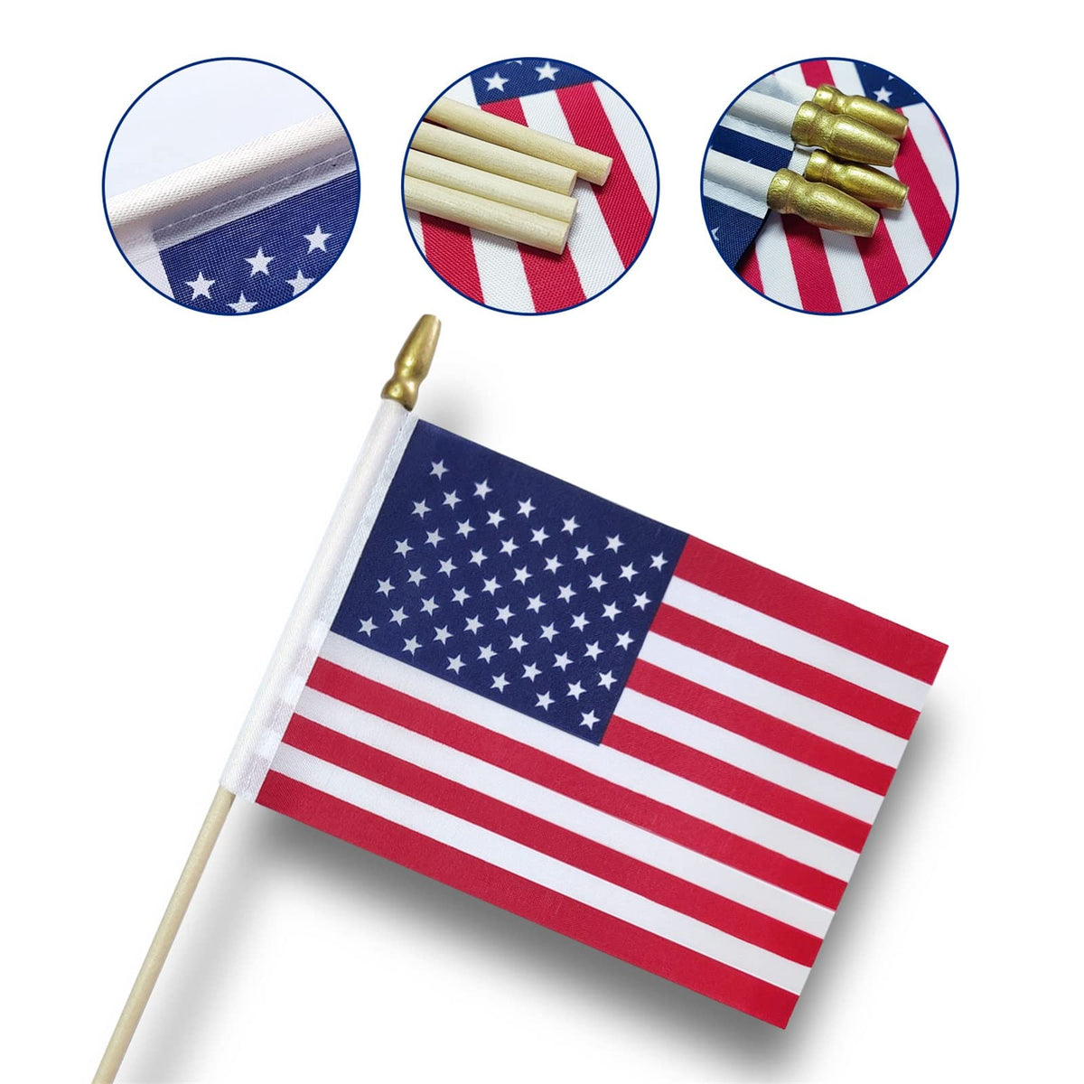 Small American Flags on Stick feature high-quality finish and are ideal for celebrations. Available at Curat Cart.