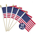 Premium imported small American flags on sticks, perfect for celebrations. Available at Curat Cart for your festive needs.