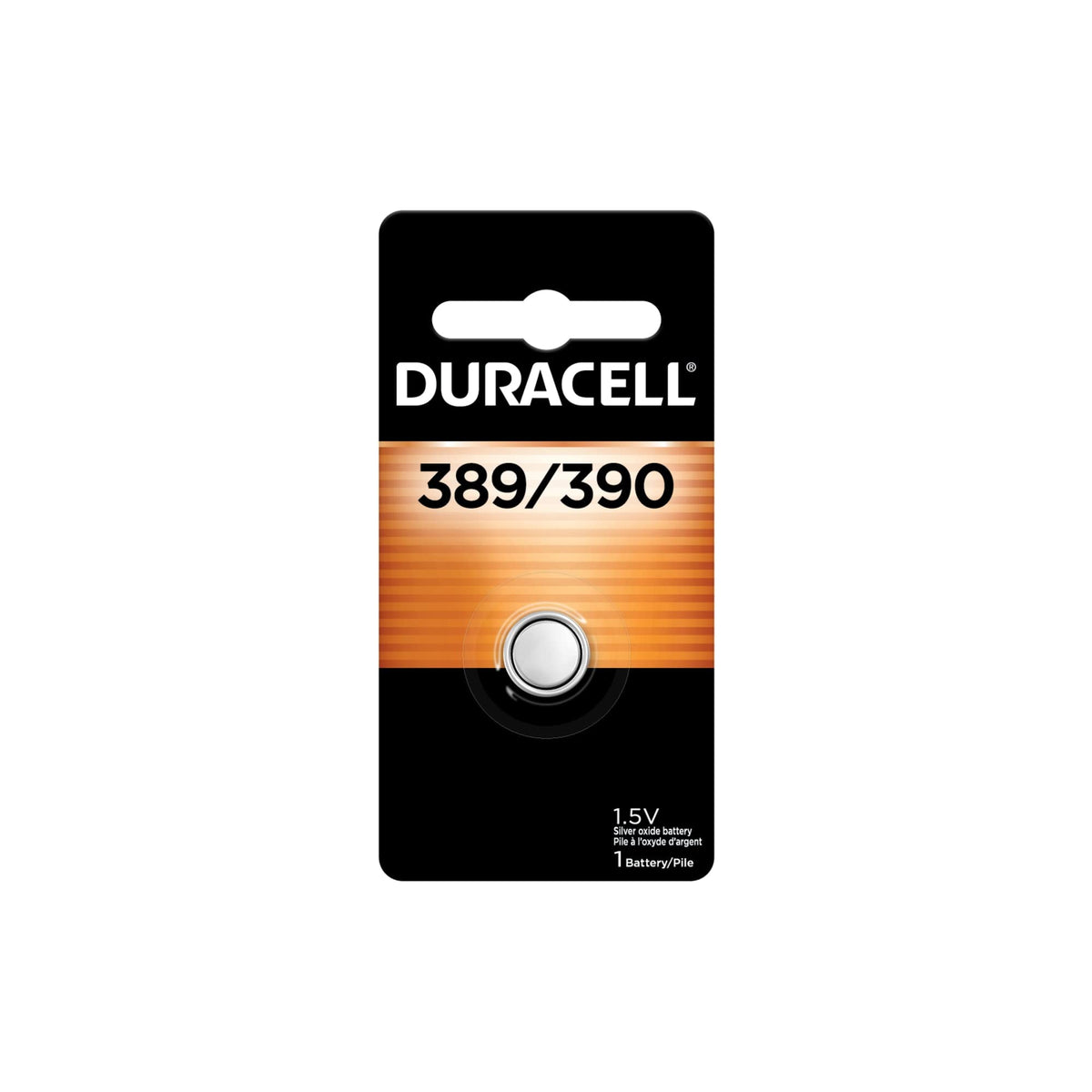 Duracell 389/390 Silver Oxide Button Battery, 1 Count Pack, 389/390 1.5 Volt Battery, Long-Lasting for Watches, Medical Devices, Calculators, and More