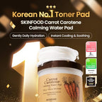 Buy now SKINFOOD Carrot Carotene Toner Pads, Hydrating & Soothing for Dry Skin, Instant Cooling, After Sun & Heat Care, Cotton Facial Toner Pads, Korean Skincare for Face (60 Counts) at indiglob india