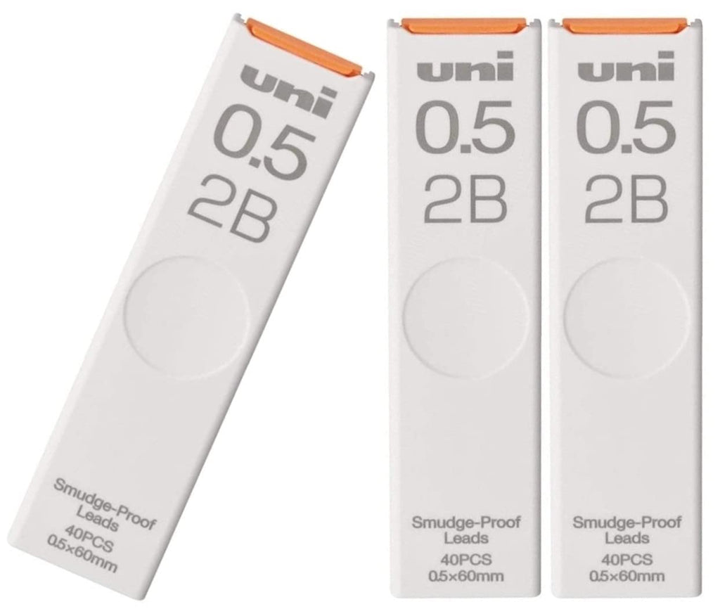 Uni Japan, Uni Mechanical Pencil Core Lead Refill Smudge-Proof 0.5 2B Sliding Case UL-S-0.5-402B 3 Packs 120pcs With Kanji LOVE Sticker