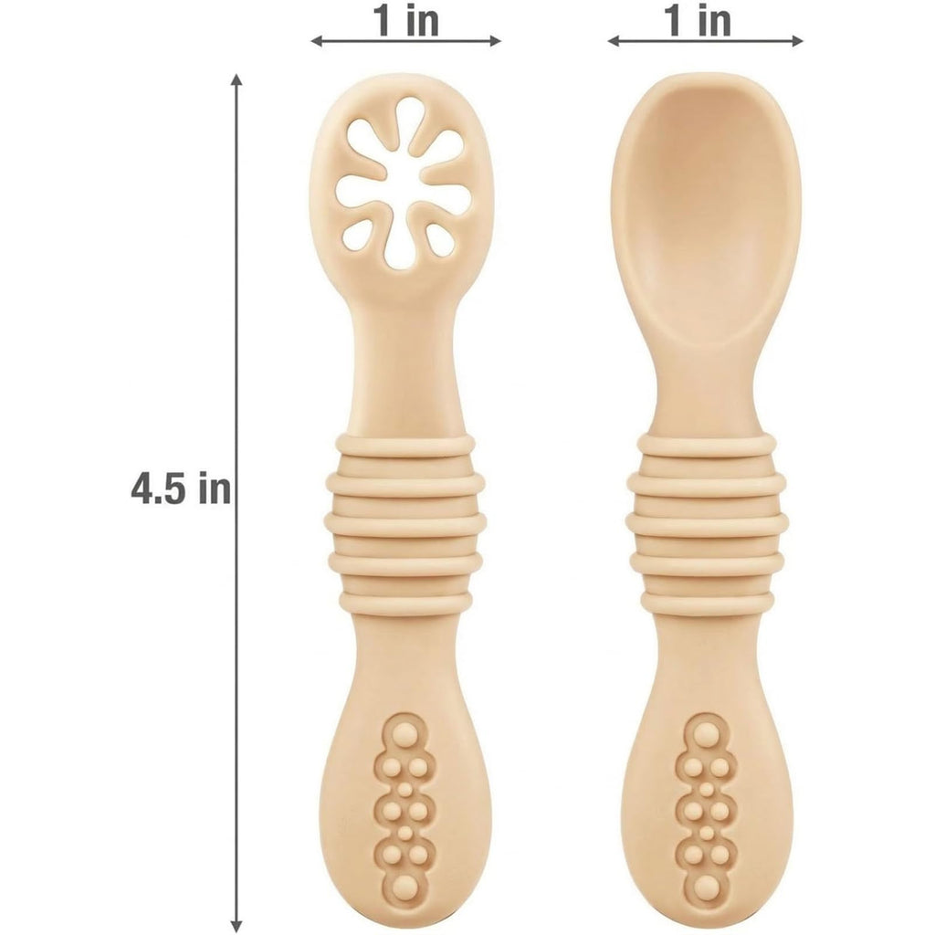 PandaEar 6 Pack Silicone Baby Spoons, First Stage Self Feeding Utensils