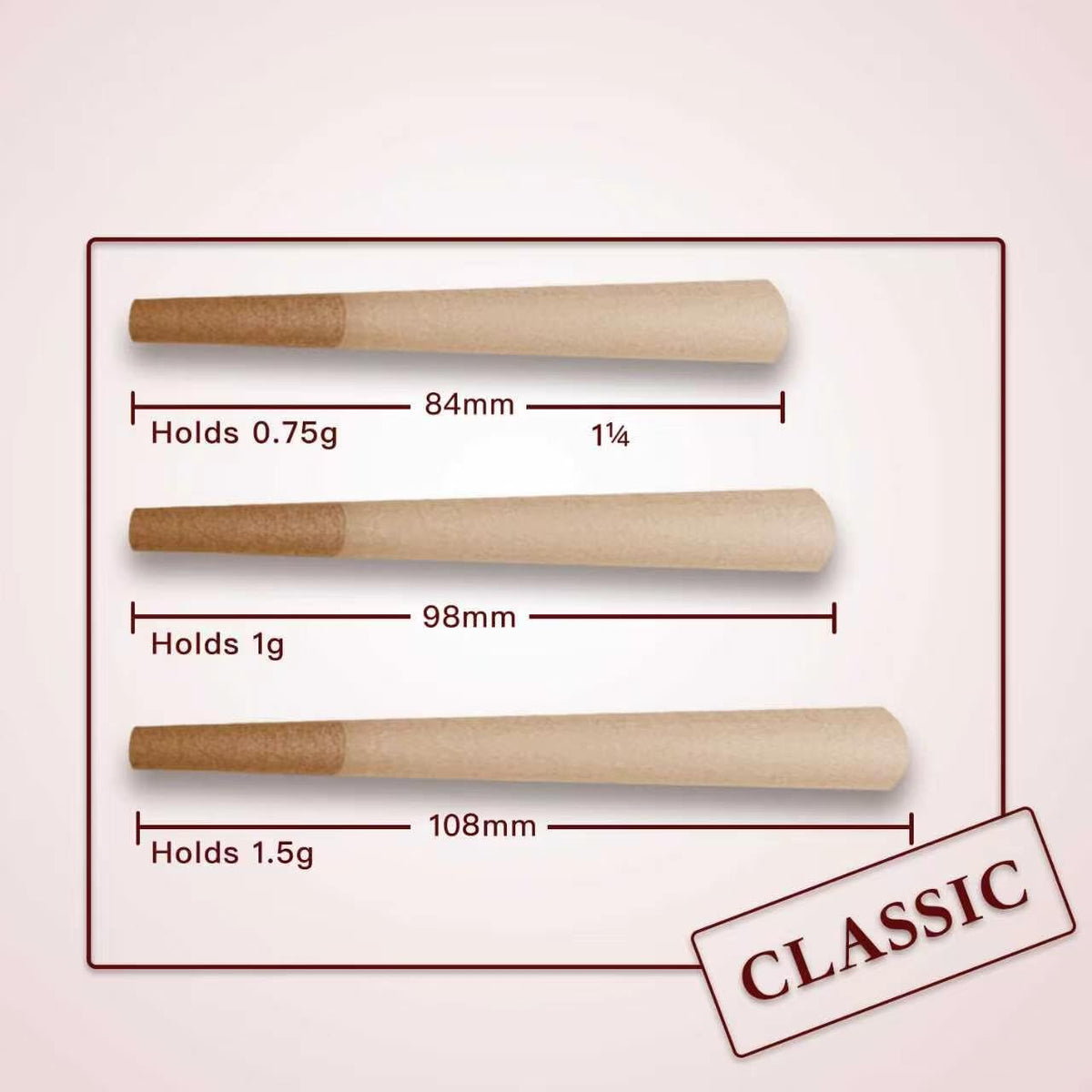 Rolling Cones 1-1/4 Size-200 Pack - Cones 1-1/4 Size - Slow Burning 1-1/4 Size Pre Rolled cones Made of Paper with Tips & Packing Tubes Included