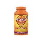 Metamucil 3-in-1 Fiber Capsules, Daily Psyllium Husk Fiber Supplement for Digestive Health, Plant Based Fiber Supplement, 340 Capsules (Pack of 1)