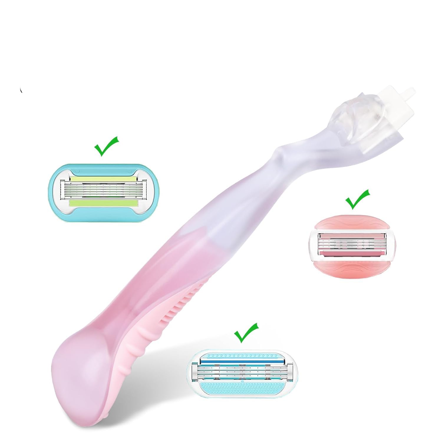 Replacement Handle Compatible with Gillette Venus, Comfort Glide Razor Handle Non-slip Ergonomic Handles for Women (Pink)