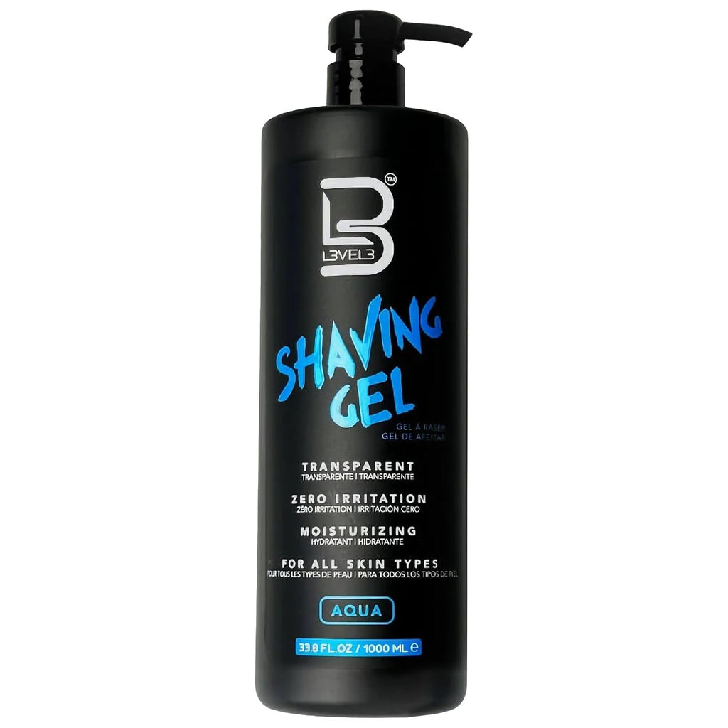 L3 Level 3 Clear Shaving Gel for Men, Non-Foaming, Aqua, 16.9 fl oz | Shave gel for straight razors, moisturizing formula, refreshing scent, no hot towel required, barber or home use