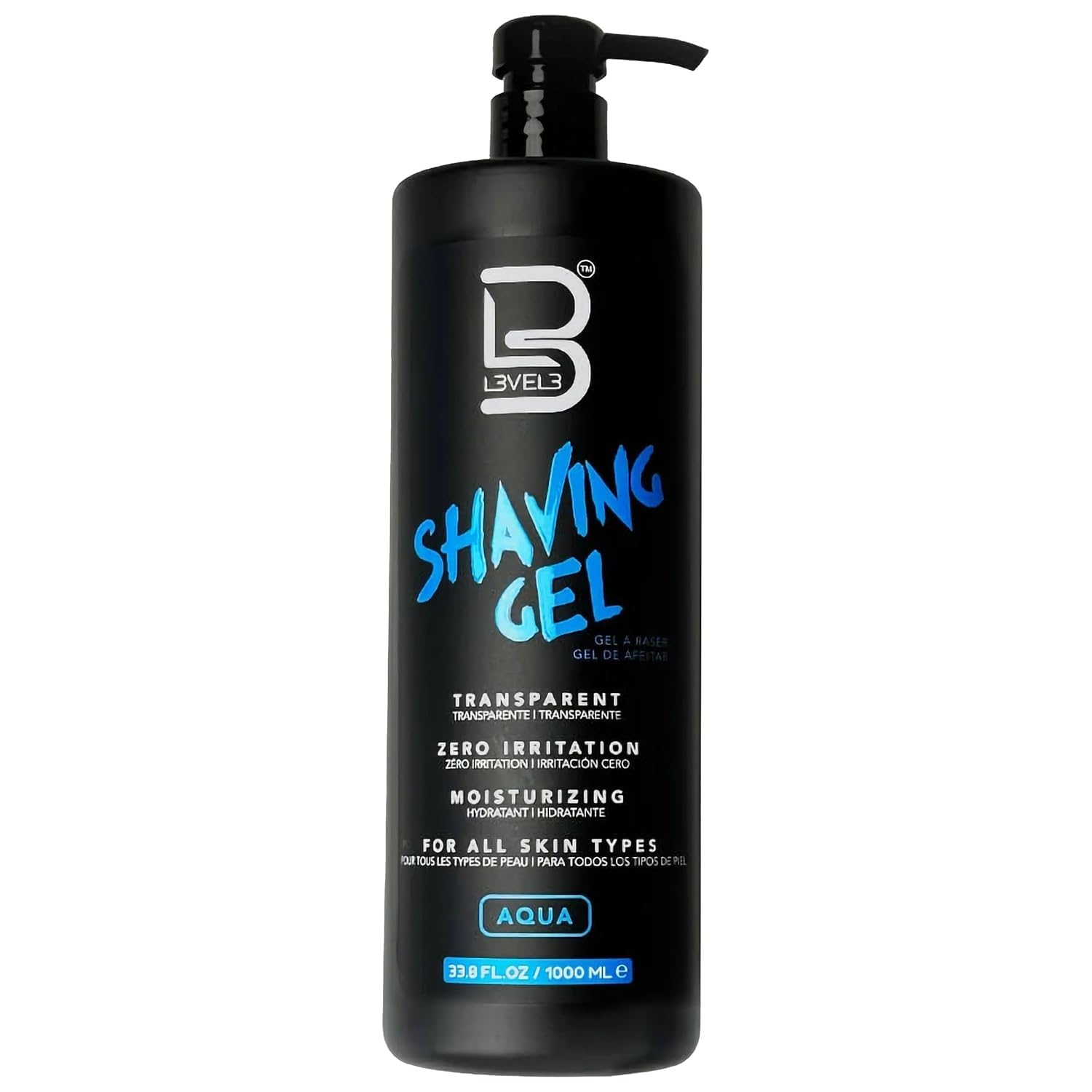 L3 Level 3 Clear Shaving Gel for Men, Non-Foaming, Aqua, 16.9 fl oz | Shave gel for straight razors, moisturizing formula, refreshing scent, no hot towel required, barber or home use