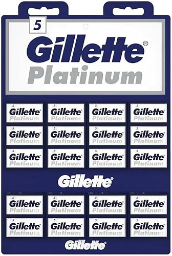 Buy now Gillette, 100 Gillette Platinum Double Edge Safety Razor Blades on a display card, 20 dispnesers of 5 Blades at indiglob india