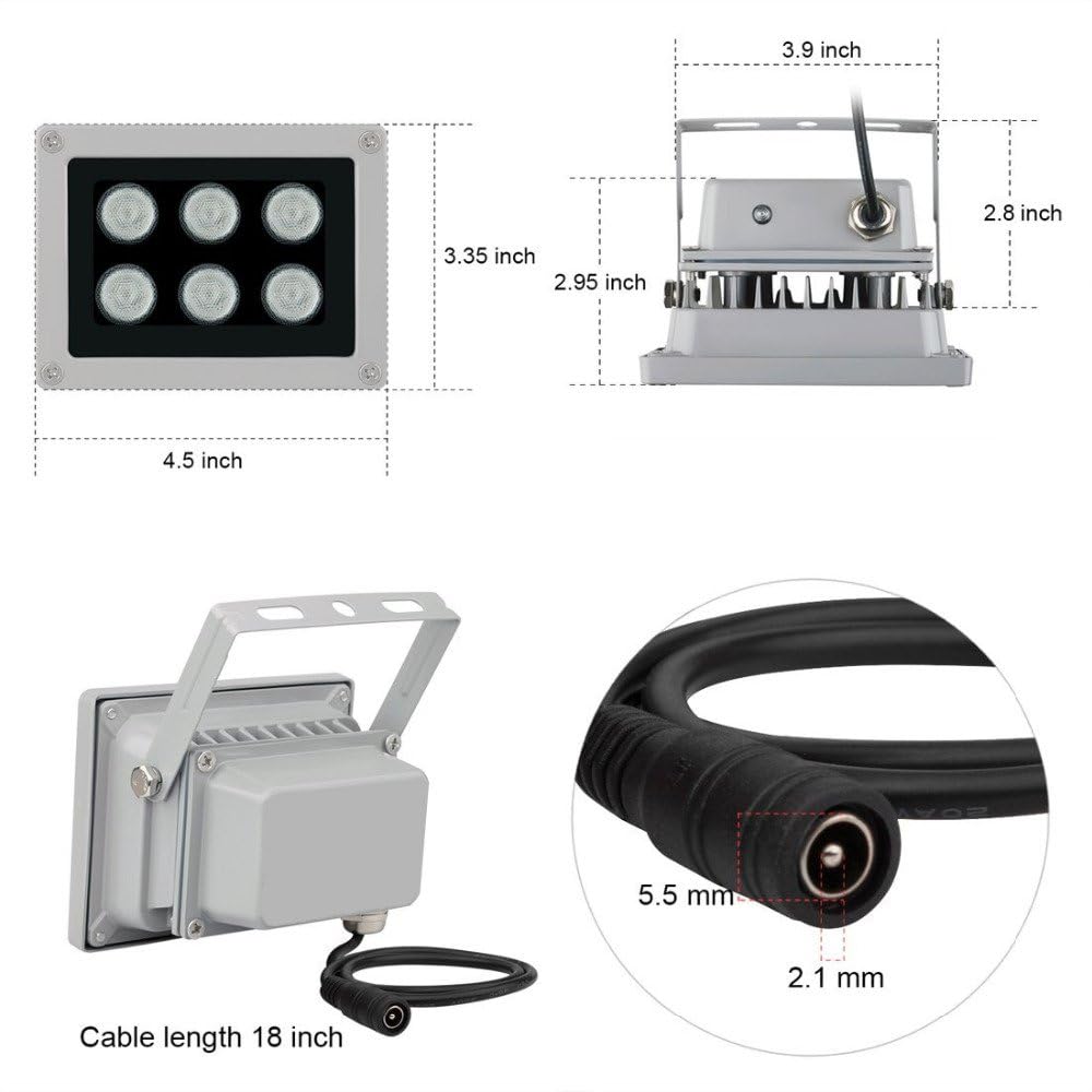 Buy now Infrared Illuminator, 850nm 6 LEDs 130 Feet 60 Degree Wide Angle IR Illuminator for Night Vision,Waterproof LED Infrared Light for CCTV Camera, Security Camera, No Power Adapter at indiglob india