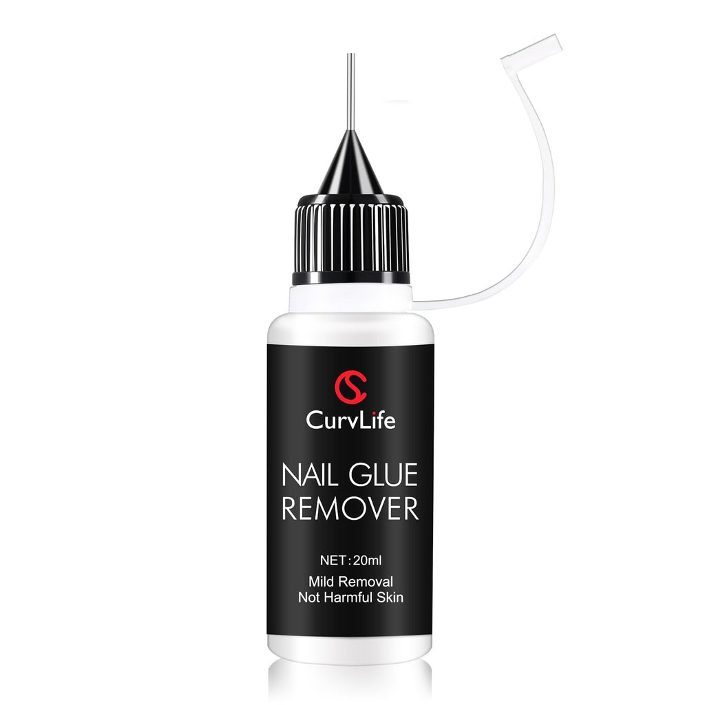 Curvlife 10g Semi-Solid Glue and 20ml Pinpoint Nail Glue Remover Kit | No UV Lamp Needed, Air-Dry Nail Glue Gel for Press on Nails, with Gentle Non-Acetone Remover, Long-Lasting Hold