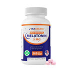 Vitamatic Melatonin 5 mg Tablets | Vegetarian, Non-GMO, Gluten Free | 1 Year Supply | Natural Berry Flavor - 365 Tablets