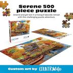 Buy now Buffalo Games - 500 Piece Jigsaw Puzzle Angelo Bonito Autumn Lake House, Made in USA, Premium Recycled Board, Full-Color Poster at indiglob india
