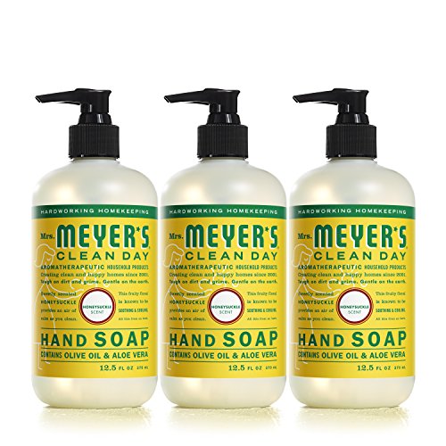 Buy now MRS. MEYER'S CLEAN DAY Hand Soap, Made with Essential Oils, Biodegradable Formula, Honeysuckle, 12.5 fl. oz - Pack of 3 at indiglob india
