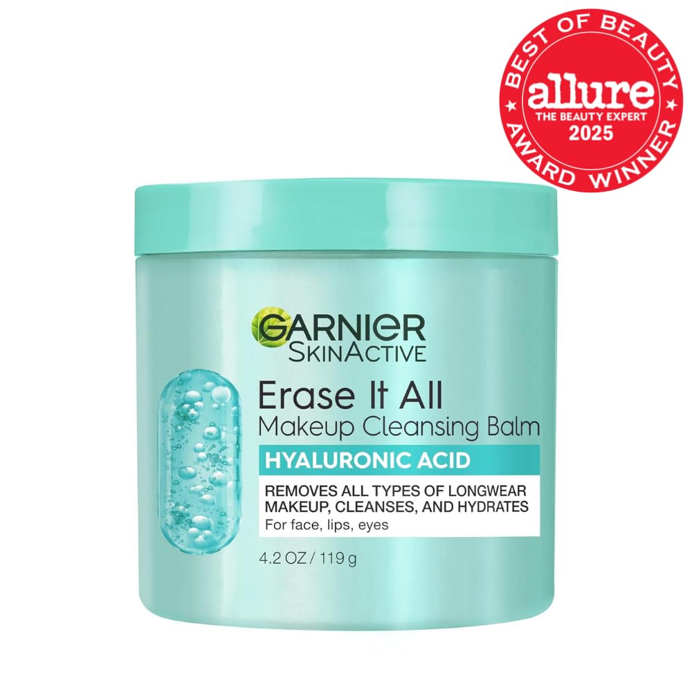 Garnier Erase It All Makeup Cleansing Balm with Hyaluronic Acid, Replumping Facial Cleanser and Makeup Remover, 4.2 Oz (Pack of 6)