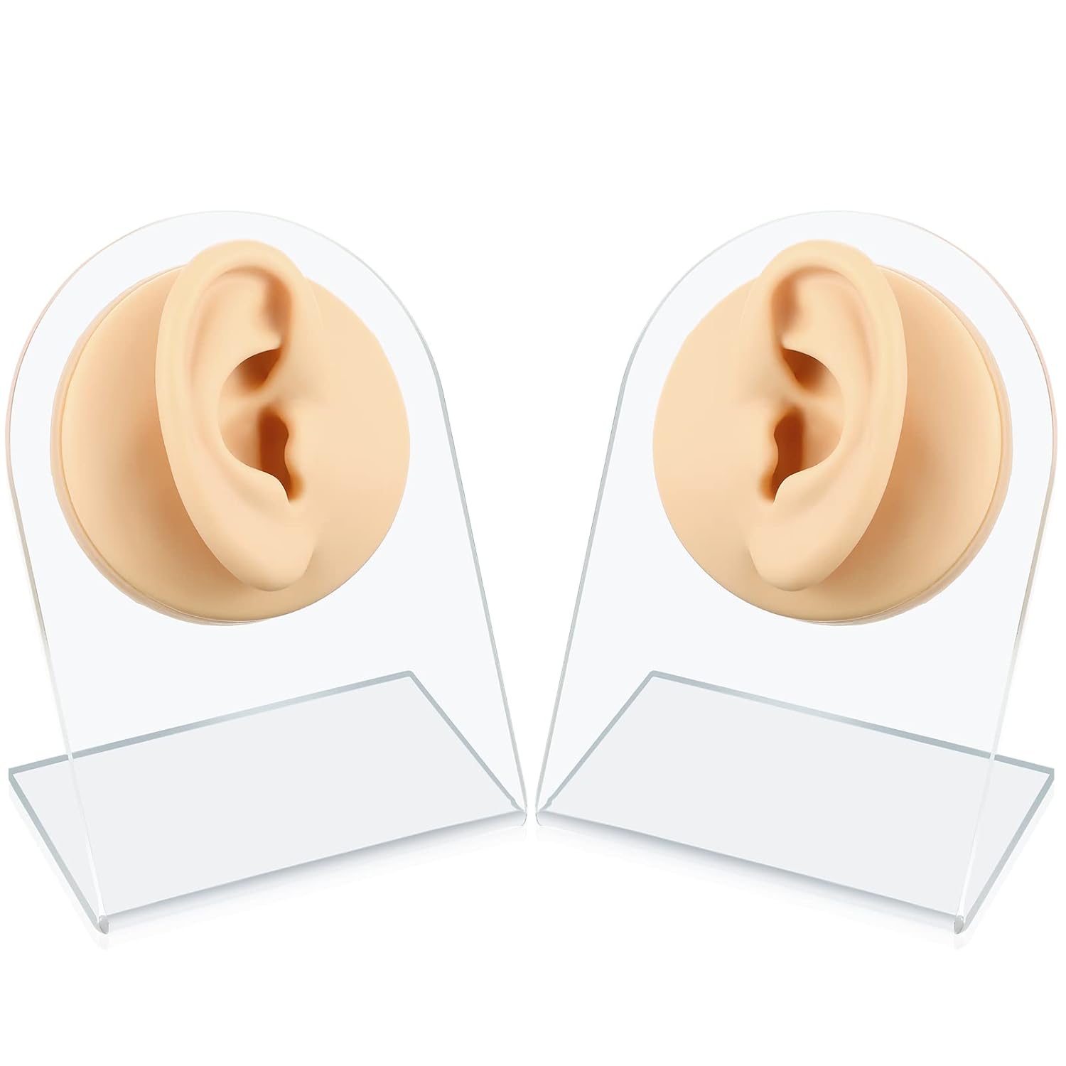 Buy now Cindeer Silicone Ear Model 2-Piece Set â€“ Flexible Reusable Fake Ear Mold with Acrylic Stand | Jewelry Display & Piercing Practice Tool (White) Skin Color at indiglob india