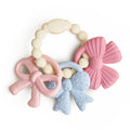 Itzy Ritzy Silicone Teether Trio, Textured Baby Teething Toys Rings (Bows)