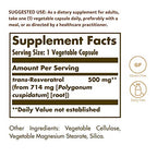Buy now Solgar Resveratrol 500 mg, 30 Vegetable Capsules - Antioxidant Protection - Gluten Free, Dairy Free - 30 Servings at indiglob india