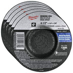 Buy now Milwaukee 5 Pack - 4 1 2 Grinding Wheel For Grinders - Aggressive Grinding For Metal & Stainless Steel - 4-1/2" x 1/4 x 7/8-Inch | Depressed at indiglob india