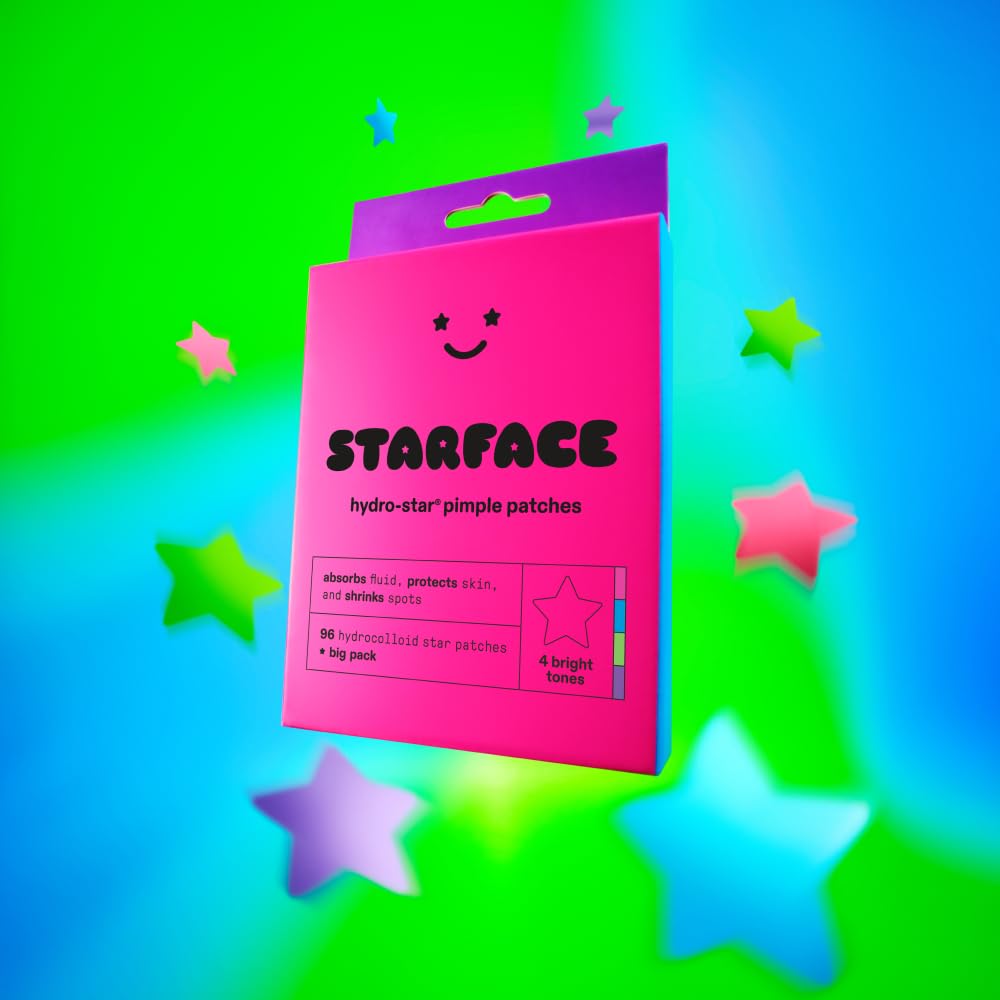 Buy now Starface Party Pack BIG PACK Hydro-Stars, Colorful Hydrocolloid Pimple Patches, Absorb Fluid and Reduce Redness, Cute Star Shape (96 Count) at indiglob india
