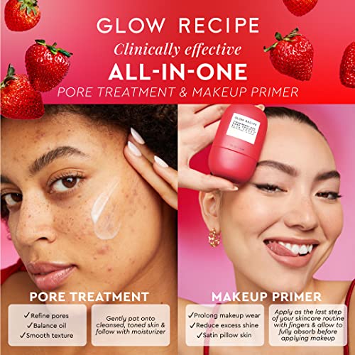 Buy now Glow Recipe Strawberry BHA Serum + Poreless Face Primer for Makeup - Silicone-Free Blurring Matte Primer to Reduce Shine & Prolong Wear - Hybrid Korean Skin Care for Oil Control & Smooth Texture, 30ml at indiglob india