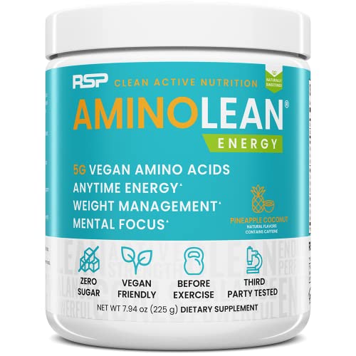 Buy now RSP Vegan AminoLean â€“ All-in-One Natural Pre Workout, Amino Energy, Weight Management with BCAAs, Complete Vegan Preworkout Powder, Pineapple Coconut at indiglob india