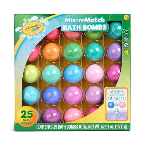 Buy now Crayola Color-Twist Bath Bombs 25 Deluxe Pack, Color Changing Bath Bombs in Classic Crayola Colors with Surprise Colored Inside, Color Your Bath Non-Toxic Bathbomb Fizzies for Boys & Girls at indiglob india
