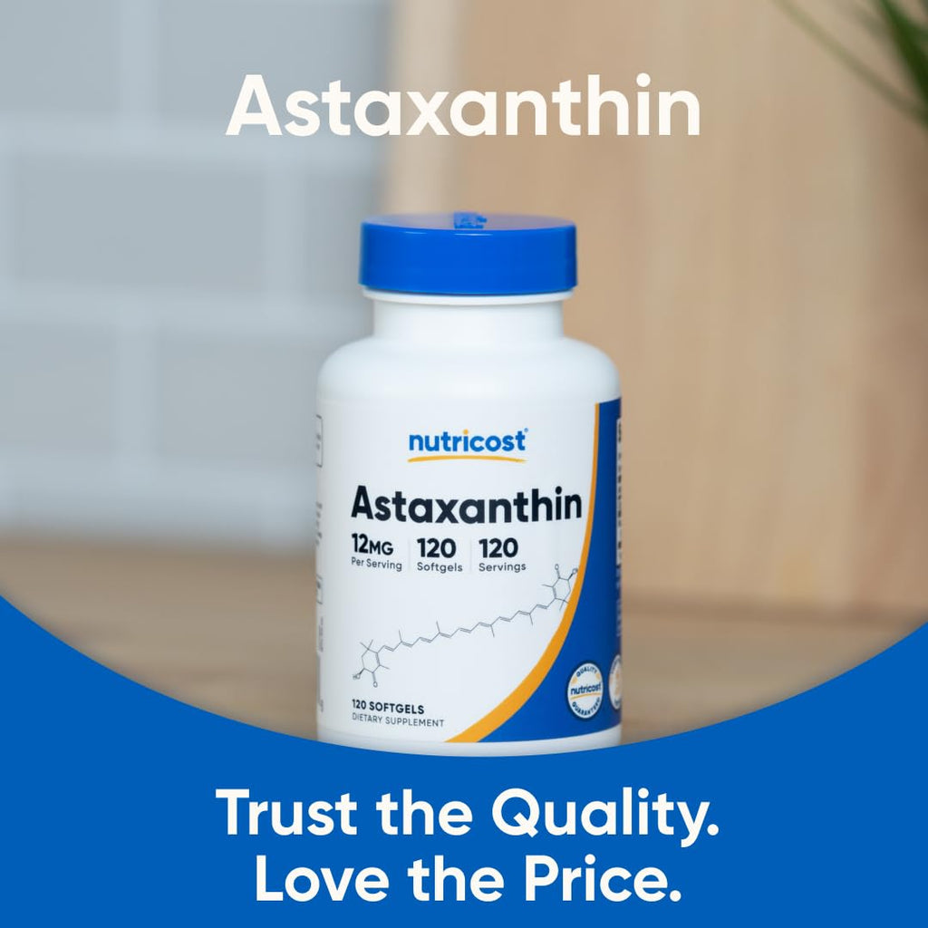 Nutricost Astaxanthin 12mg, Non-GMO and Gluten Free, 120 Softgels (4 Month Supply) (Pack of 2)