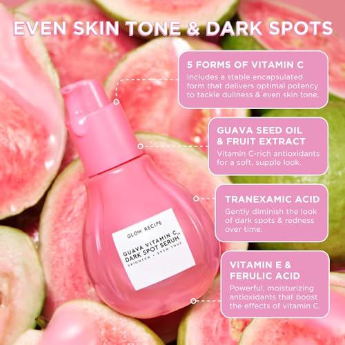Buy now Glow Recipe Guava Brightening Korean Skincare Gift Set - Vitamin C Under Eye Cream Treatment + Hydrating Vitamin C Dark Spot Face Serum with Niacinamide & Peptides, Travel Size (2 Count) at indiglob india