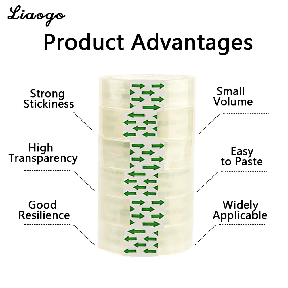 6 Rolls Transparent Tape Refills Rolls, Clear Tape, 3/4 x 1000 in, 1 in Core Gift Wrapping Tape for Office, Home, School
