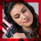 Buy now Revlon 3 Barrel Jumbo Hair Waver | Long-Lasting, Natural Looking Waves, (Pink) at indiglob india