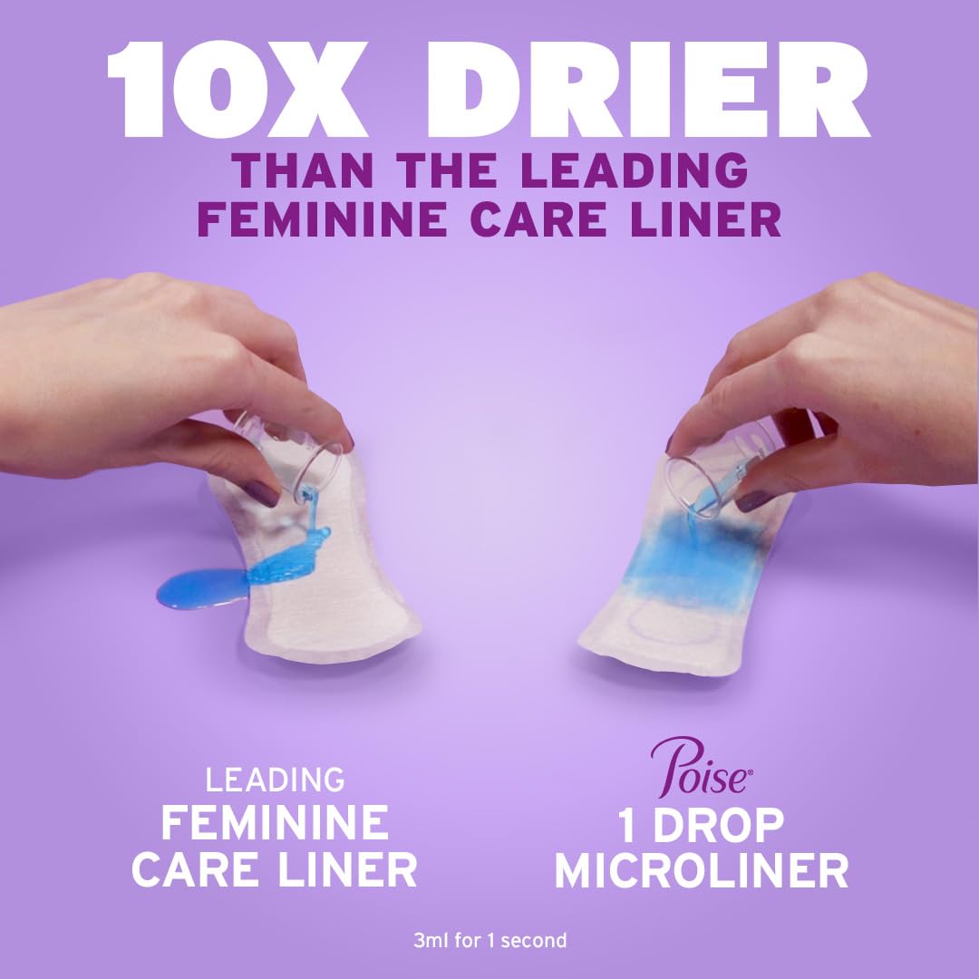 Poise Daily Microliners, Incontinence Panty Liners, 1 Drop, Long, 152 ct