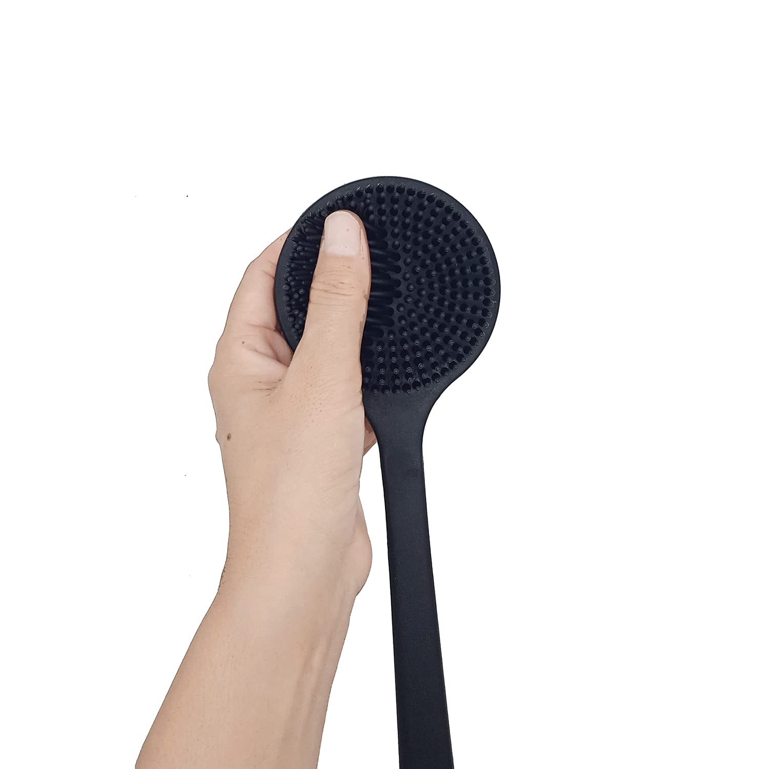 Buy now DNC Back Scrubber for Shower Soft Silicone Bath Body Brush with Long Handle (Black) at indiglob india