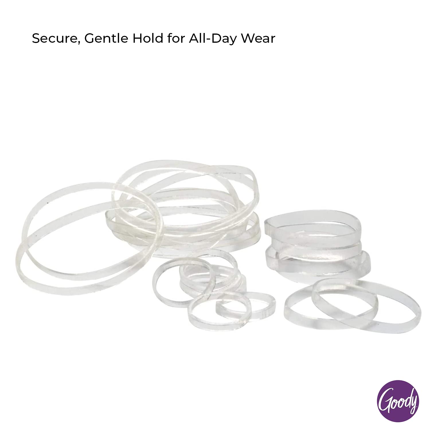 Goody Ouchless Polyband Hair Ties, 250 Ct, Clear, Latex Elastic Bands | Easy Glide, Ultra-Strong Hold Styling Accessories for Women & Men, Secure Hold Ridge Design, All Hair Types