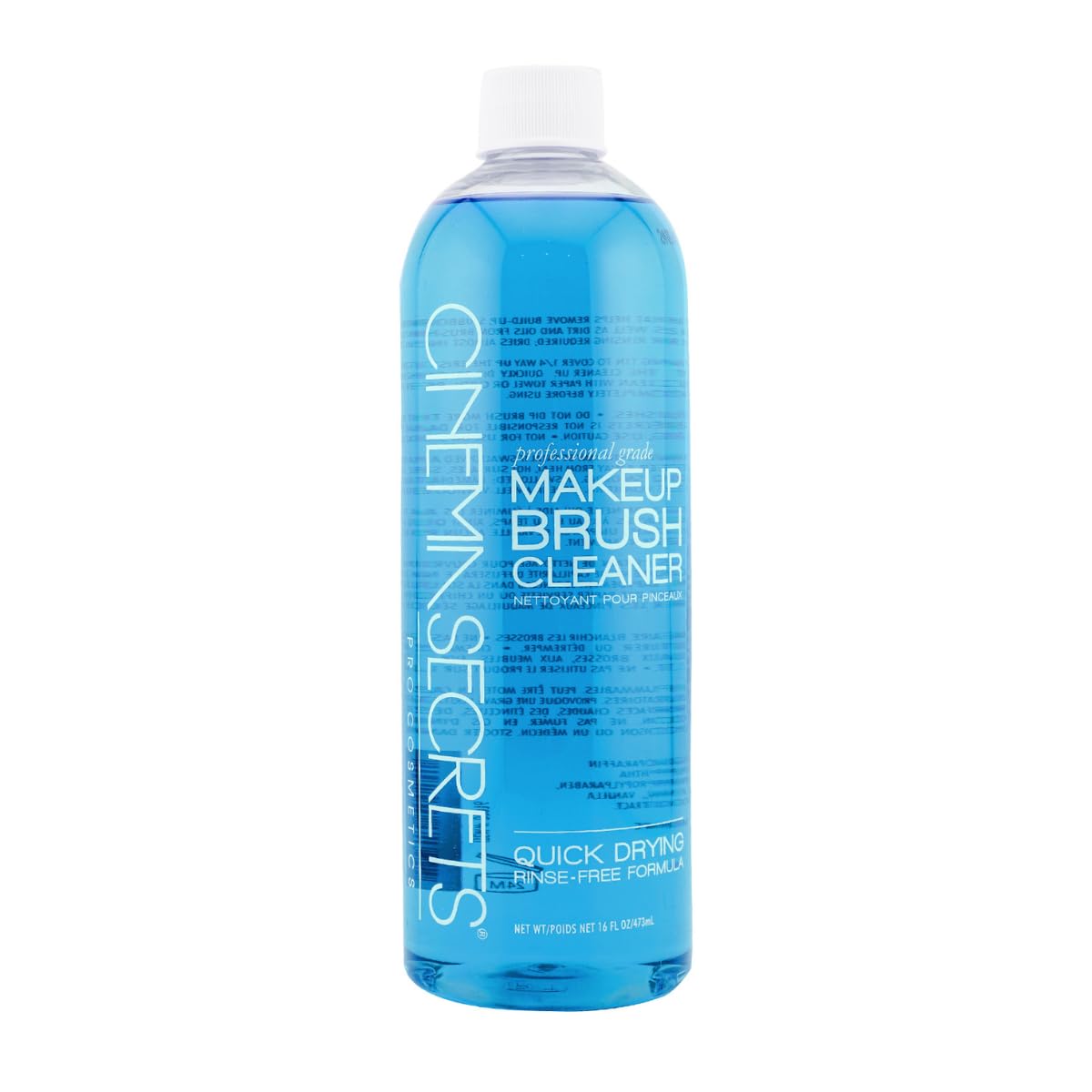 Cinema Secrets Original Blue Vanilla Makeup Brush Cleaner Solution - Professional Cleanser for Makeup Brushes - Quick-Drying, Rinse-Free Formula - Removes Stubborn Waterproof Make Up (16 fl oz)
