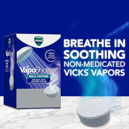 Buy now Vicks VapoShower Max Tablets, Non-Medicated Eucalyptus Shower Steamer Tablets, Menthol, Aromatherapy, 4ct at indiglob india