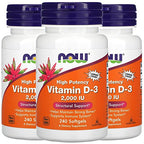 Buy now NOW Foods Vitamin D-3, 50 mcg (2,000 IU), 240 Softgels, 3 Pack at indiglob india