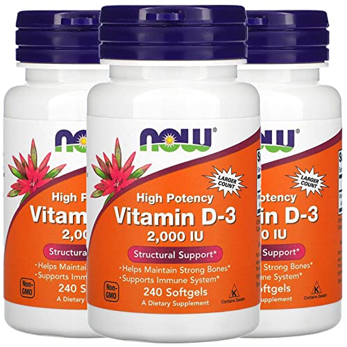 Buy now NOW Foods Vitamin D-3, 50 mcg (2,000 IU), 240 Softgels, 3 Pack at indiglob india