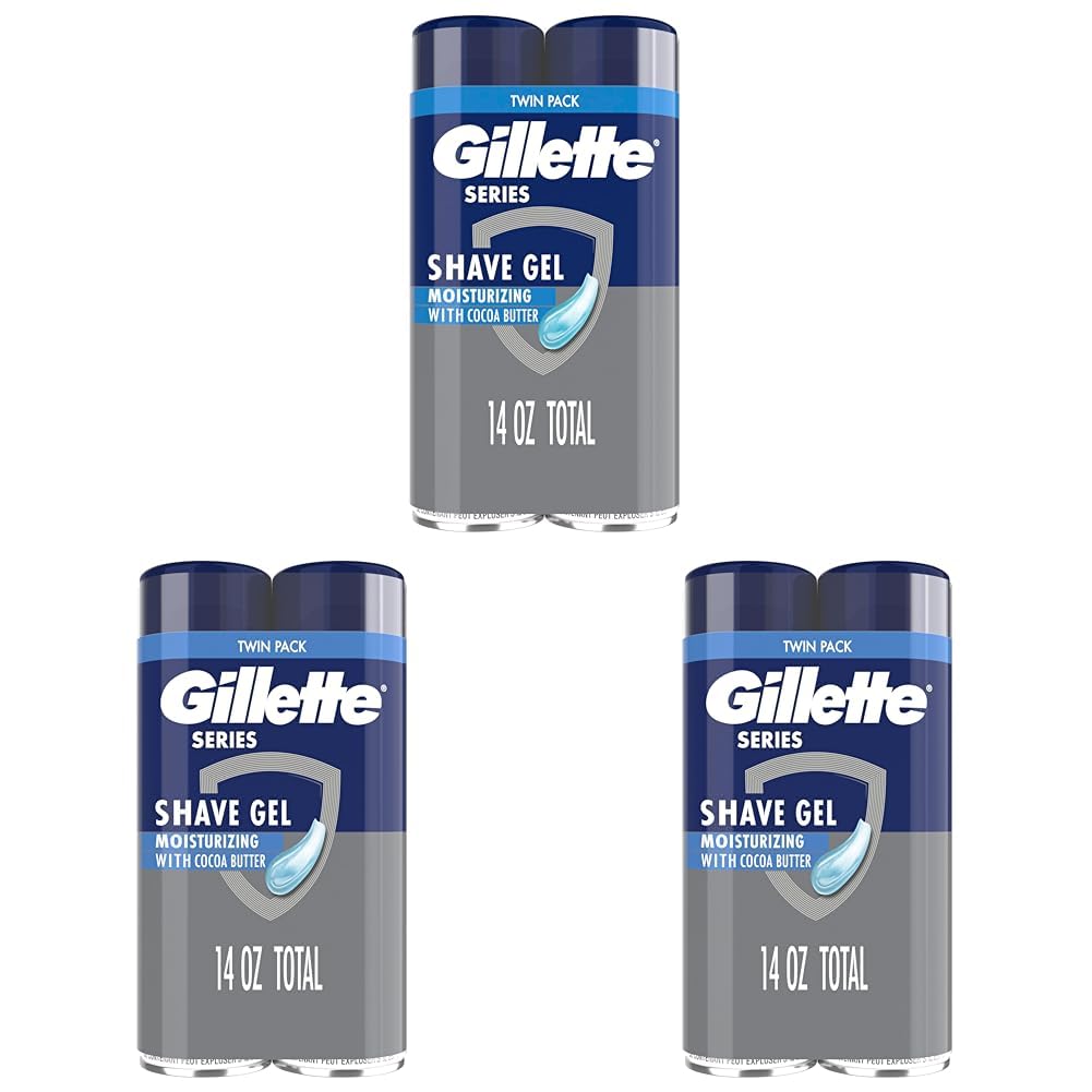 Gillette Series 3X Action Shave Gel, Moisturizing Twin Pack (7 Ounce Each) (Pack of 3)