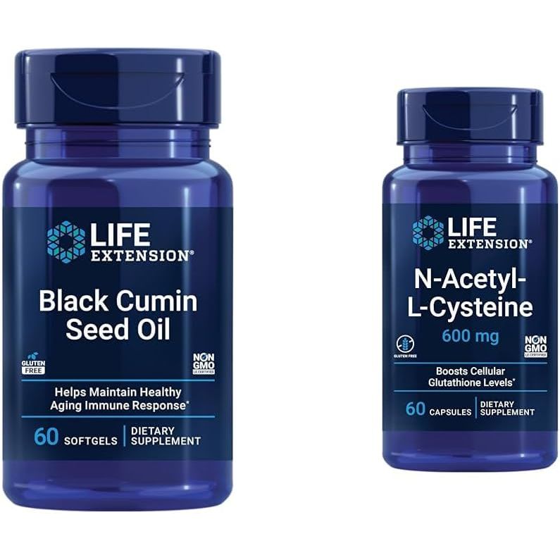 Buy now Life Extension Black Cumin Seed Oil, Black Cumin, Immune Health Support, Whole-Body Health, Healthy Aging, Gluten Free, Non-GMO, 60 softgels 60 Count (Pack of 1) Oil + NAC at indiglob india